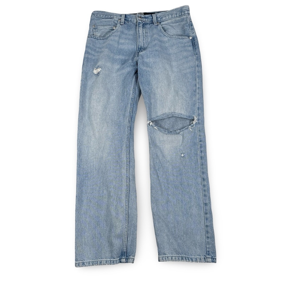 Levi's‎ SilverTab Straight Leg Distressed Light Wash Denim Jeans Mens 34 x32